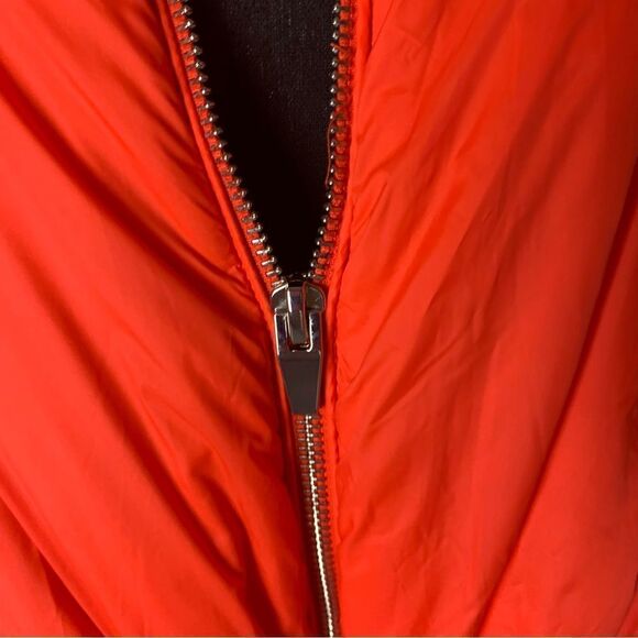 Zara red orange cropped zip front bomber long sleeve‎ puffer jacket size xs - Picture 4 of 15